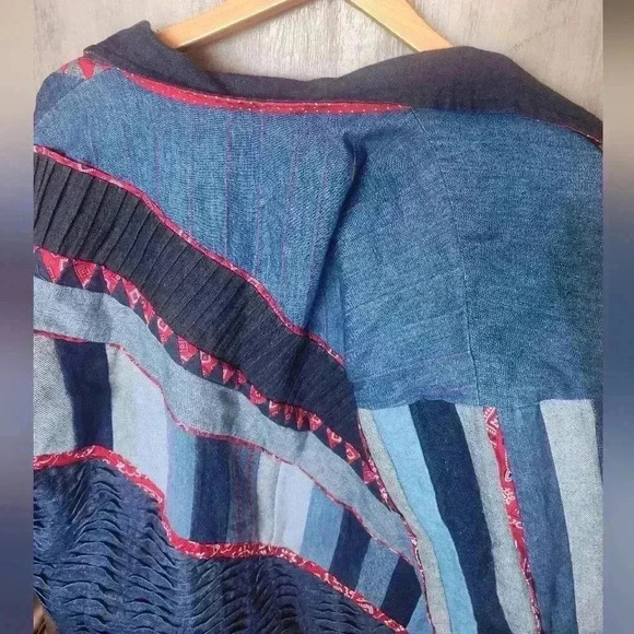 Vintage 90s Hand Made Patchwork Denim Jacket Size LG Women's - Picture 12 of 15